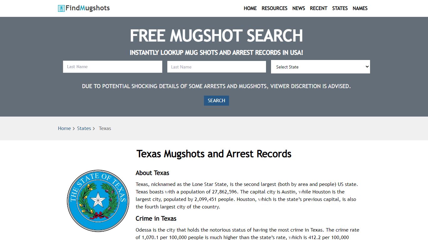Find Texas Mugshots - Find Mugshots